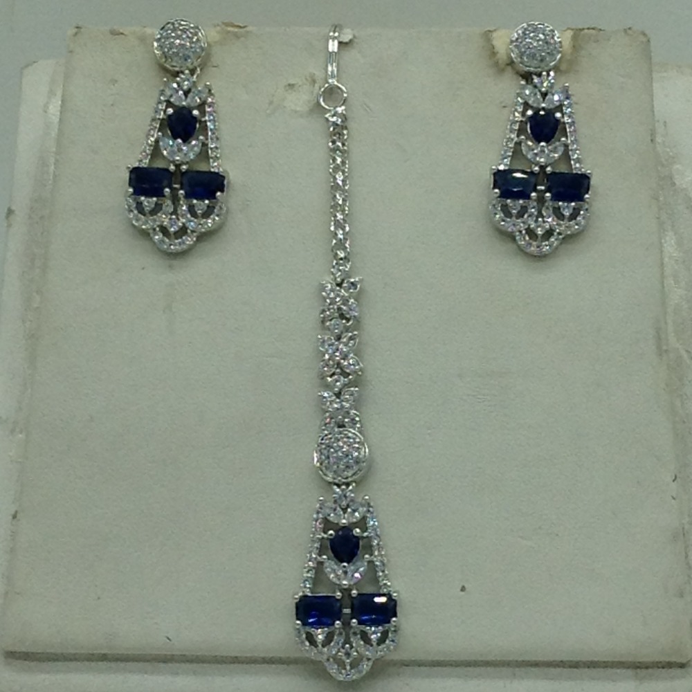 White,Blue CZ Necklace Set JNC0223 - Image 3