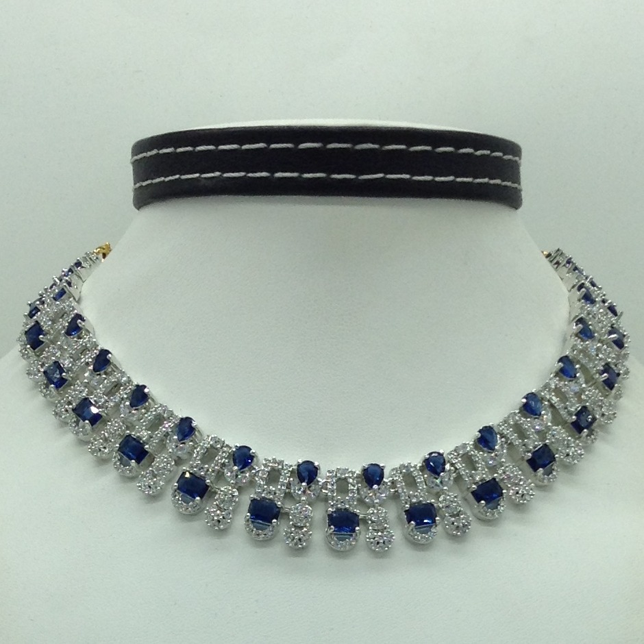 White,Blue CZ Necklace Set JNC0223 - Image 2