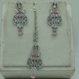 White,Pink CZ Necklace Set JNC0221
