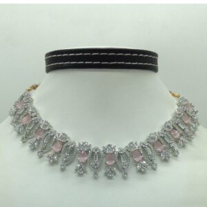 White,Pink CZ Necklace Set JNC0221