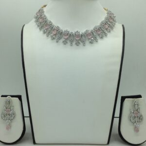 White,Pink CZ Necklace Set JNC0221