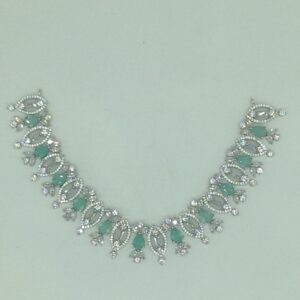 White,Pale Green CZ Necklace Set JNC0220