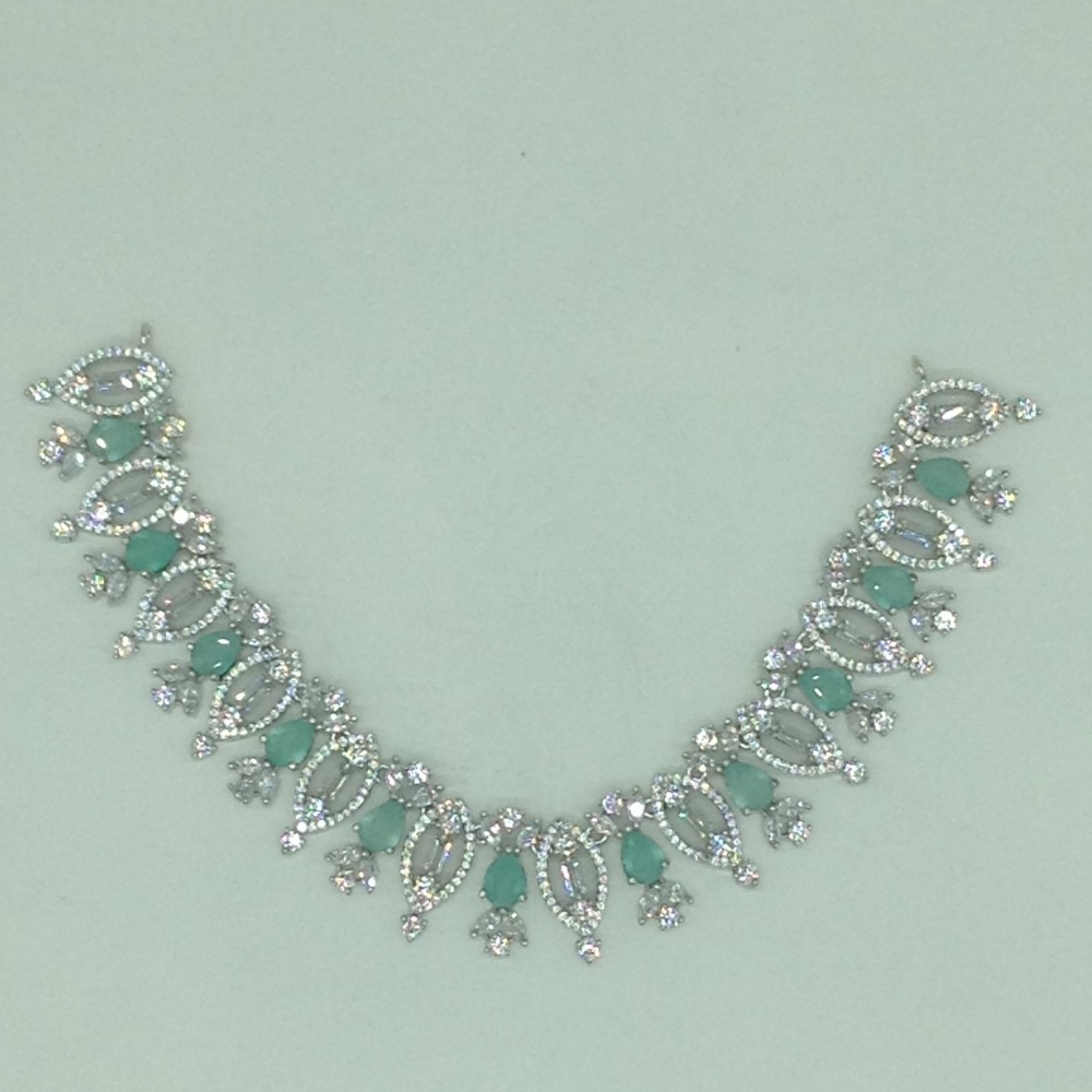 White,Pale Green CZ Necklace Set JNC0220