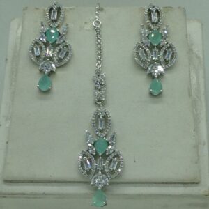 White,Pale Green CZ Necklace Set JNC0220