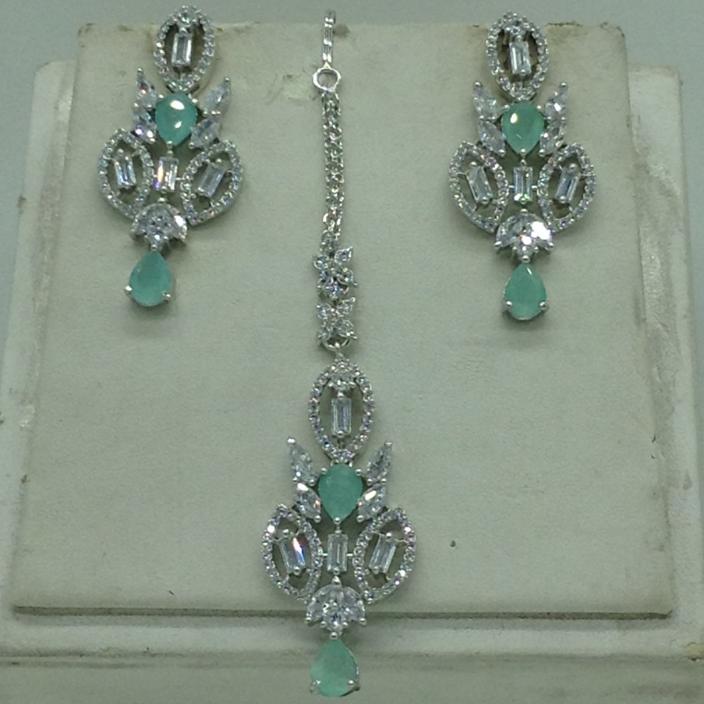 White,Pale Green CZ Necklace Set JNC0220