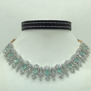 White,Pale Green CZ Necklace Set JNC0220