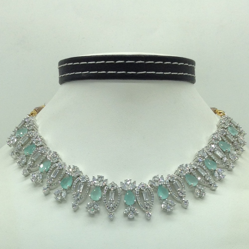 White,Pale Green CZ Necklace Set JNC0220
