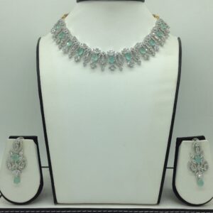 White,Pale Green CZ Necklace Set JNC0220