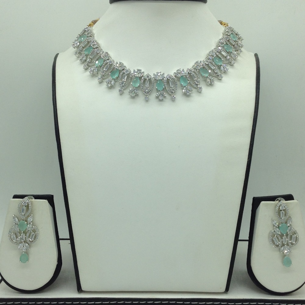 White,Pale Green CZ Necklace Set JNC0220