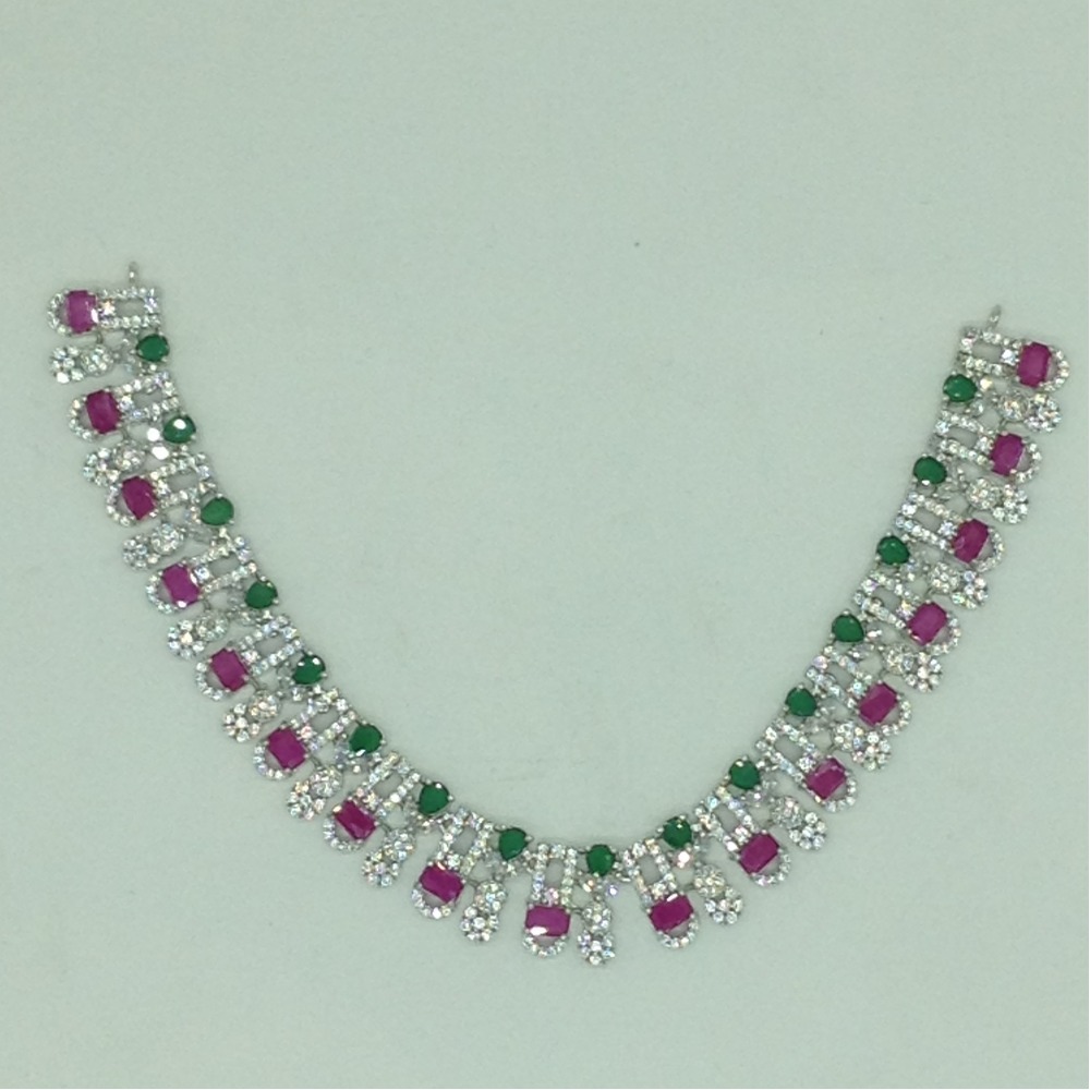 White,Red,Green CZ Necklace Set JNC0219 - Image 4