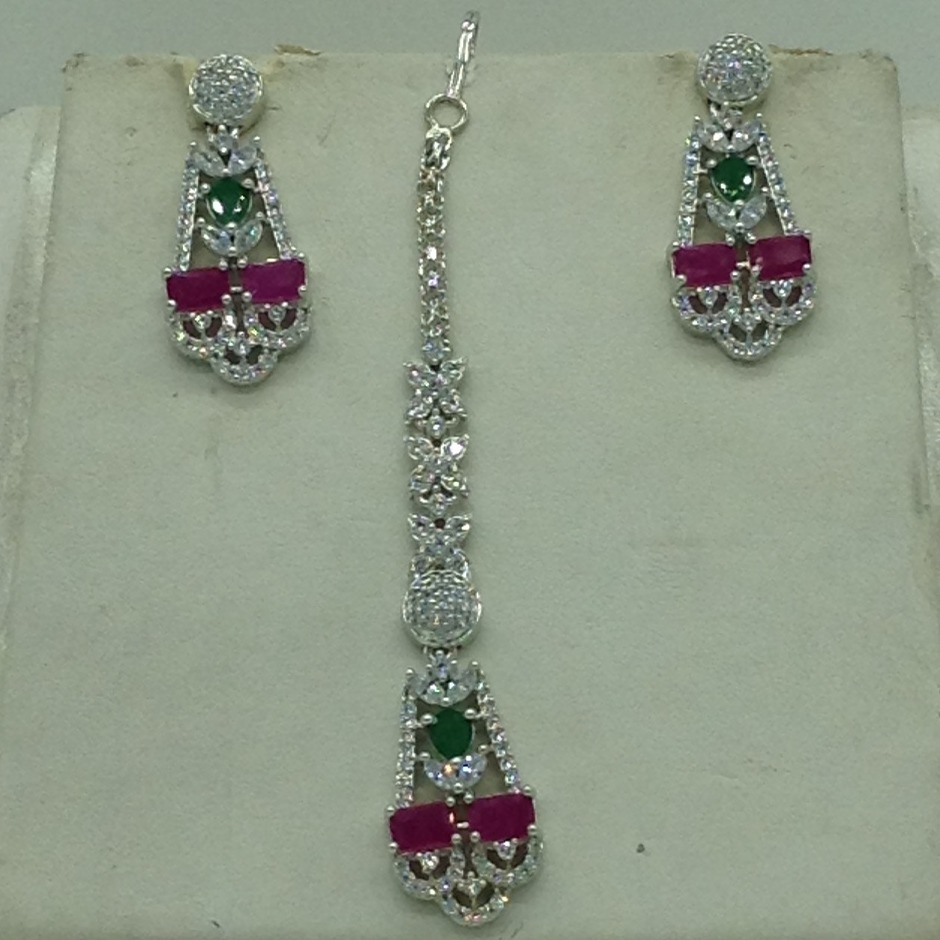White,Red,Green CZ Necklace Set JNC0219 - Image 3