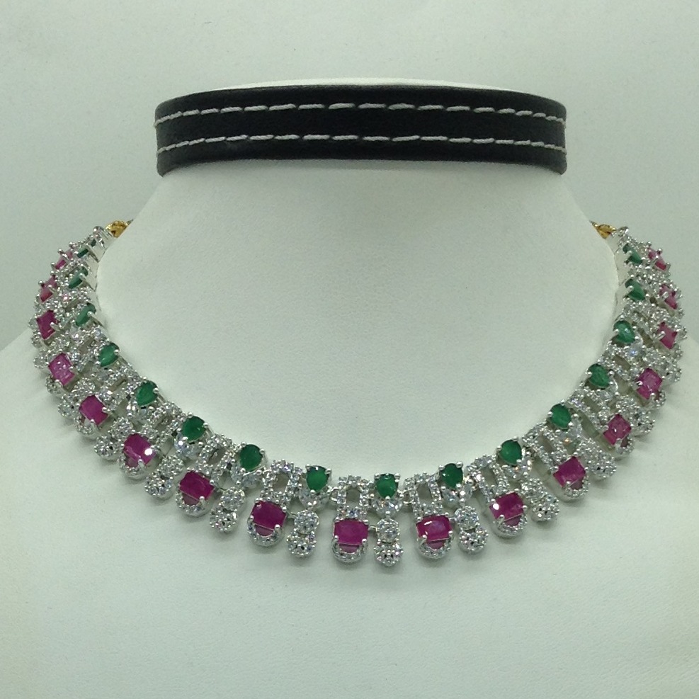 White,Red,Green CZ Necklace Set JNC0219 - Image 2