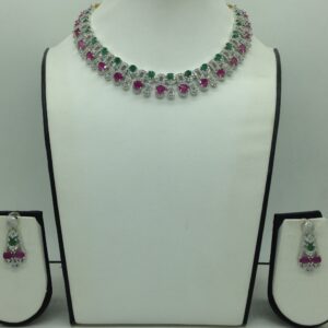 White,Red,Green CZ Necklace Set JNC0219