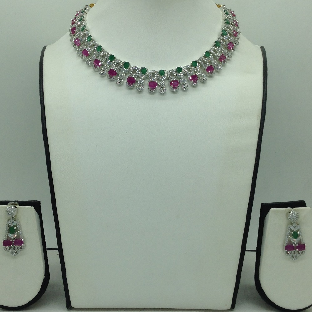 White,Red,Green CZ Necklace Set JNC0219