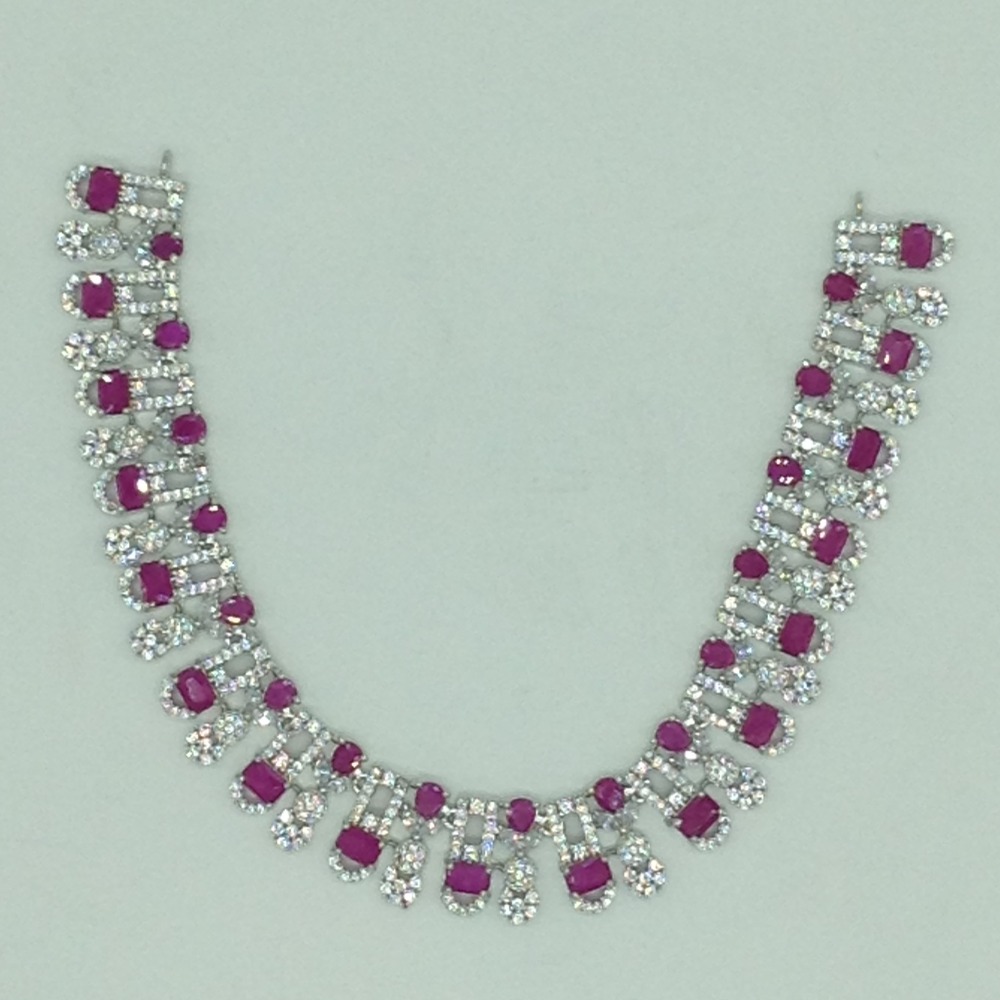 White,Red CZ Necklace Set JNC0218