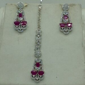 White,Red CZ Necklace Set JNC0218