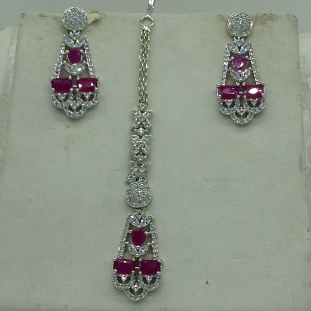 White,Red CZ Necklace Set JNC0218