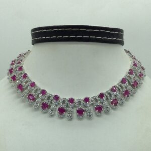 White,Red CZ Necklace Set JNC0218