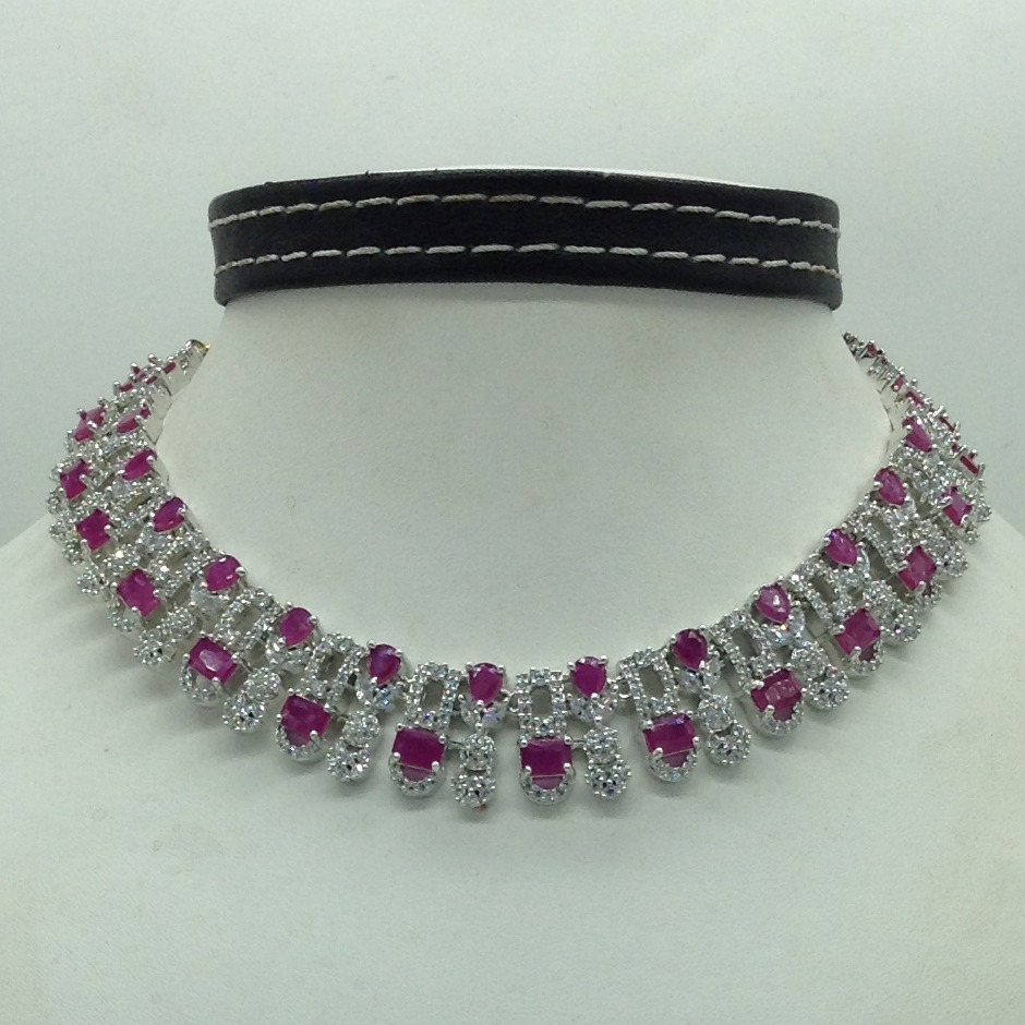 White,Red CZ Necklace Set JNC0218
