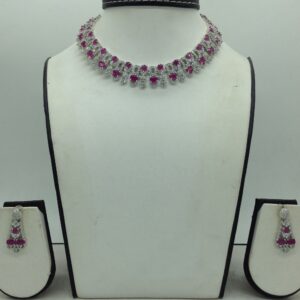 White,Red CZ Necklace Set JNC0218