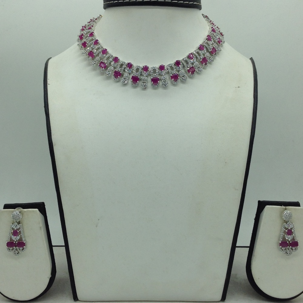 White,Red CZ Necklace Set JNC0218