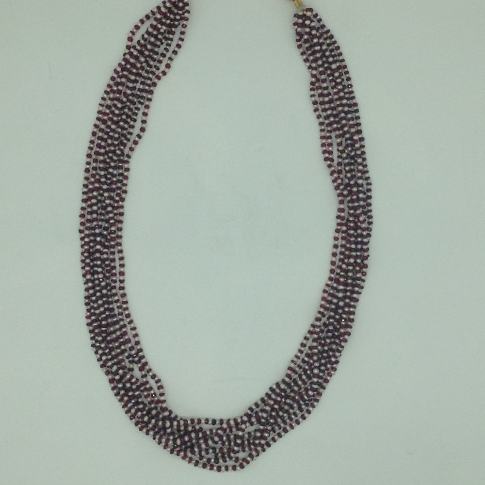 Natural Red Ruby And White Pearls 9 Layers Mala JSS0218