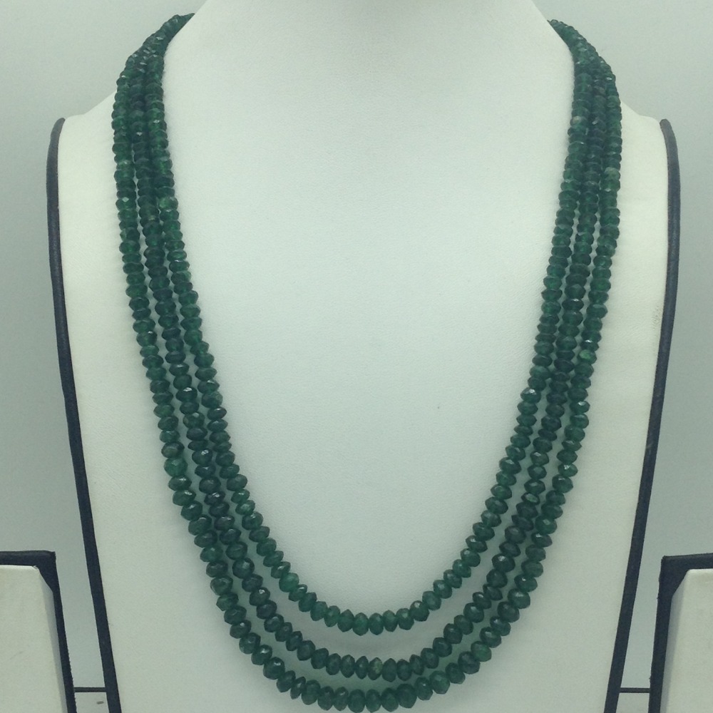 Natural Green Round Faceted Beeds 3 Layers Mala JSS0217