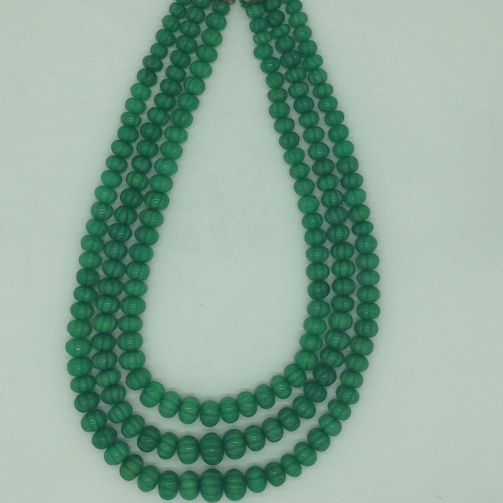 Natural Green Kharbuja Beeds 3 Layers Mala JSS0216