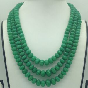 Natural Green Kharbuja Beeds 3 Layers Mala JSS0216