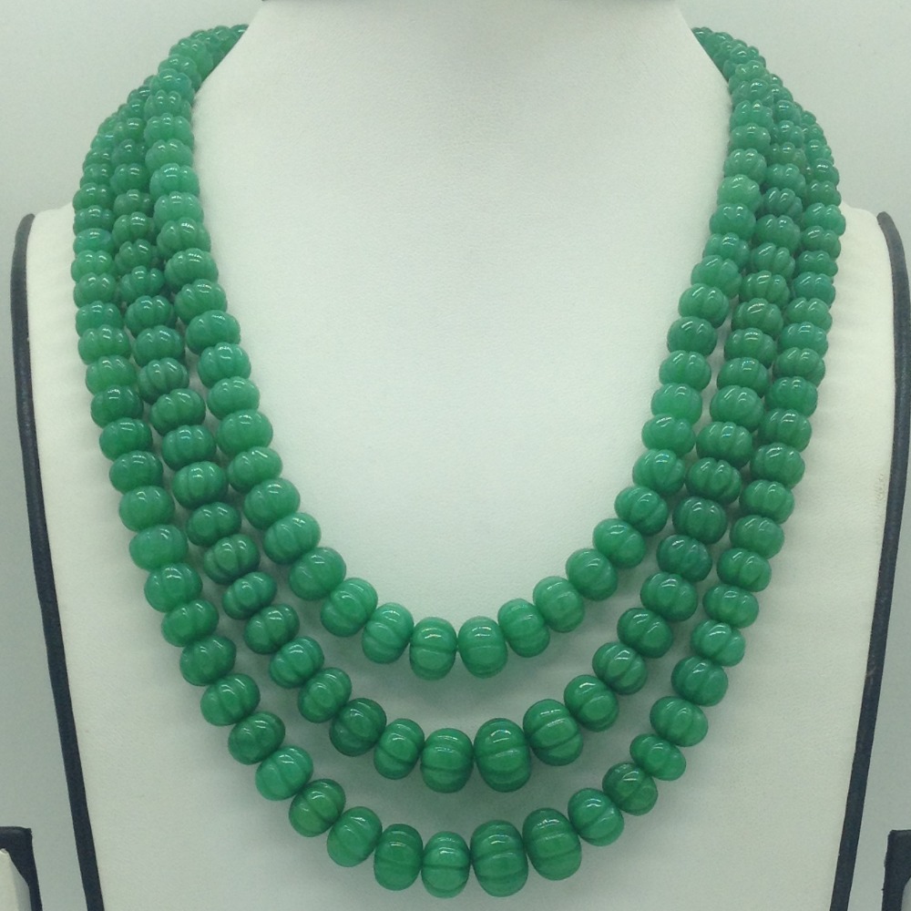 Natural Green Kharbuja Beeds 3 Layers Mala JSS0216