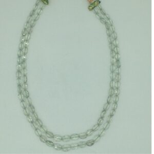 Natural Green Amethyst Oval Faceted Beeds 2 Layers Mala JSS0215