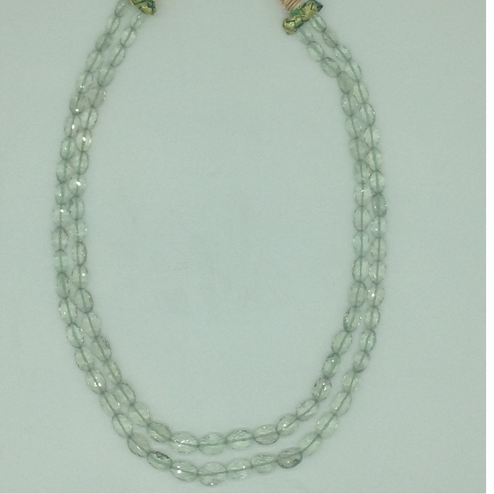 Natural Green Amethyst Oval Faceted Beeds 2 Layers Mala JSS0215