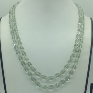 Natural Green Amethyst Oval Faceted Beeds 2 Layers Mala JSS0215