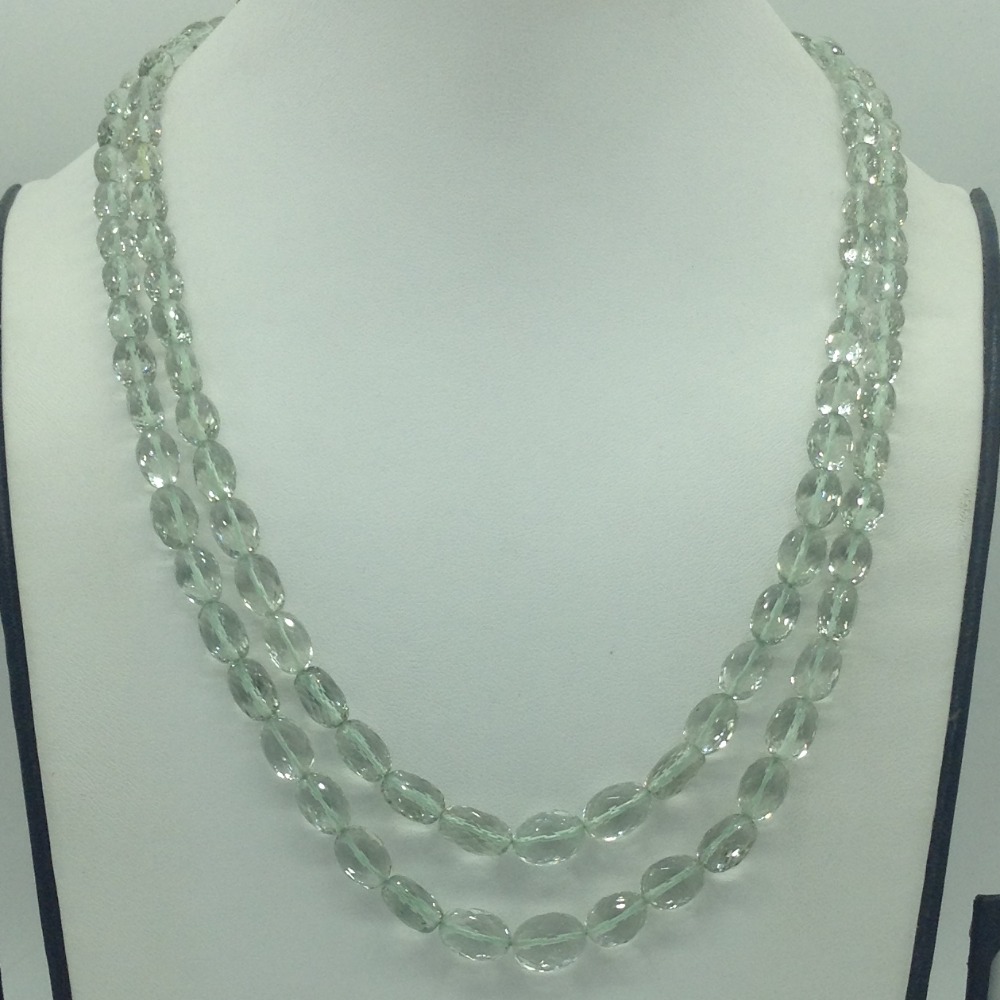 Natural Green Amethyst Oval Faceted Beeds 2 Layers Mala JSS0215