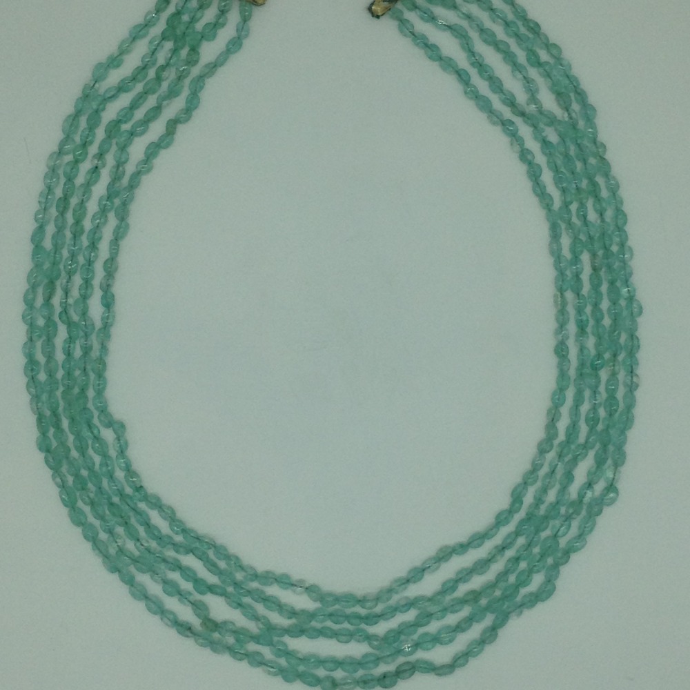 Natural Green Beryl Oval Beeds 5 Layers Mala JSS0213