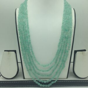 Natural Green Beryl Oval Beeds 5 Layers Mala JSS0213