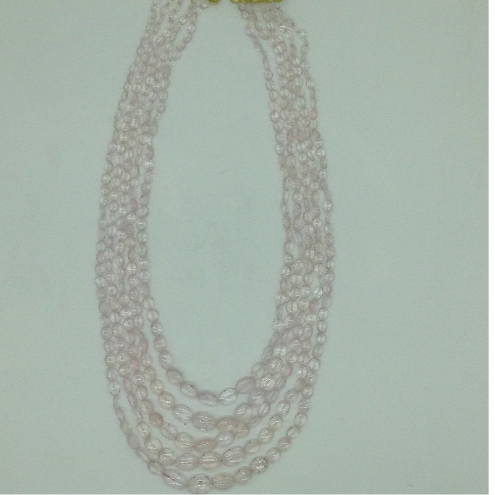 Natural Pink Morganite Oval Beeds 5 Layers Mala JSS0211
