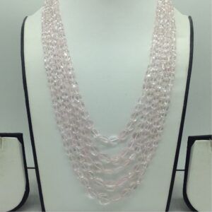 Natural Pink Morganite Oval Beeds 5 Layers Mala JSS0211