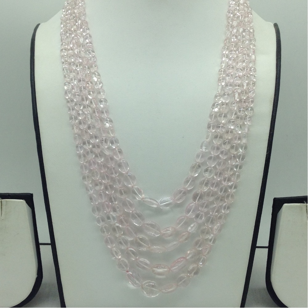 Natural Pink Morganite Oval Beeds 5 Layers Mala JSS0211