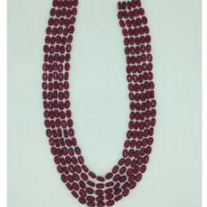 Natural Red Oval Kharbuja Beeds 5 Layers Mala JSS0209