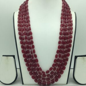 Natural Red Oval Kharbuja Beeds 5 Layers Mala JSS0209