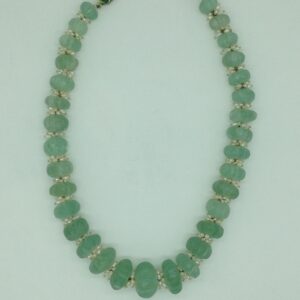 Natural Green Beryl Kharbuja Beeds 1 Layers Mala JSS0205