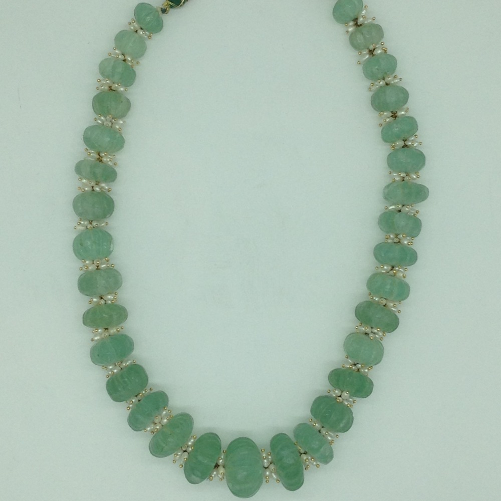 Natural Green Beryl Kharbuja Beeds 1 Layers Mala JSS0205