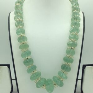 Natural Green Beryl Kharbuja Beeds 1 Layers Mala JSS0205
