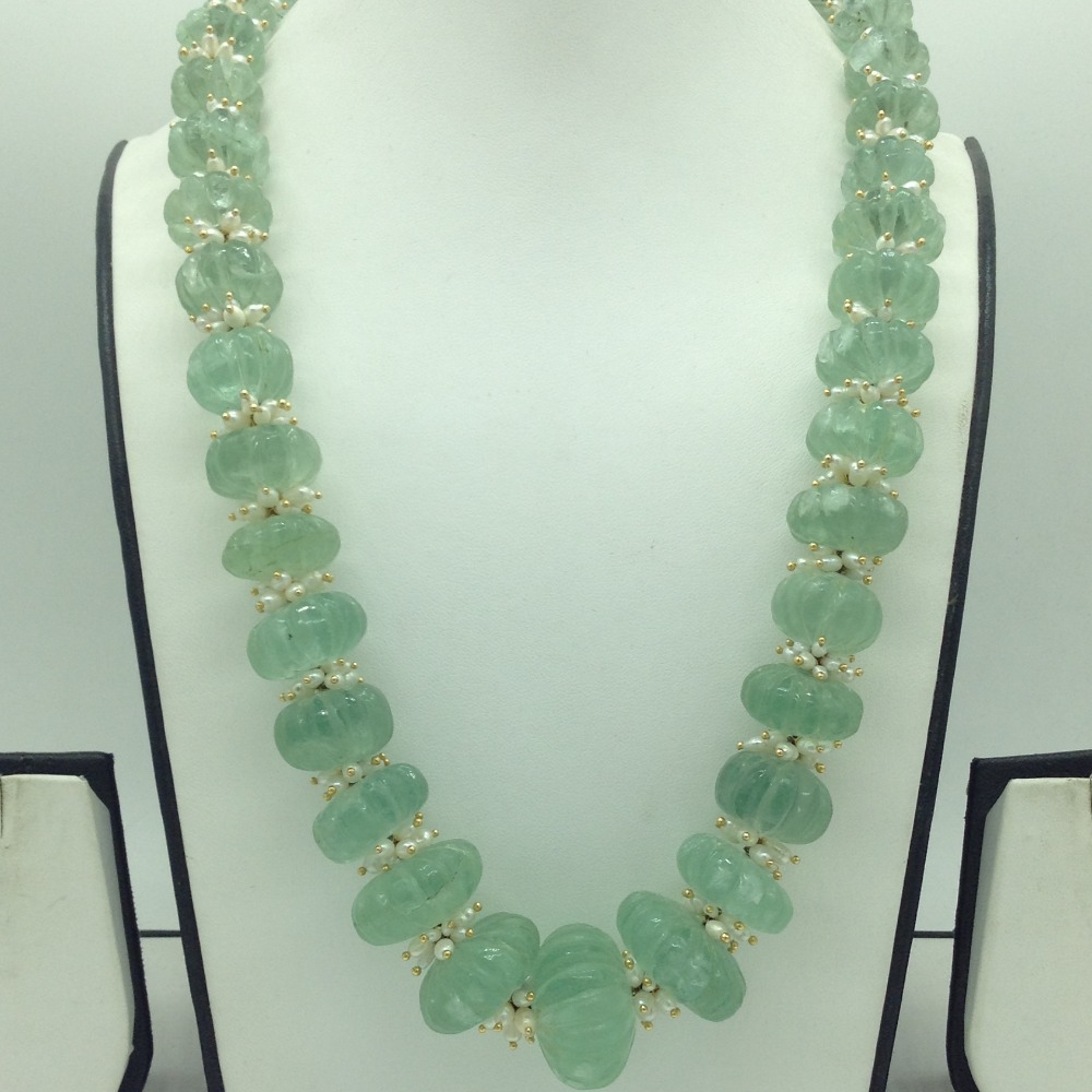 Natural Green Beryl Kharbuja Beeds 1 Layers Mala JSS0205