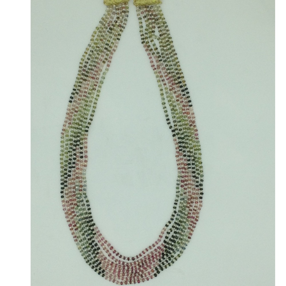 White Seed Pearls with Multi Tourmaline 7 Layers Mala JPM0516