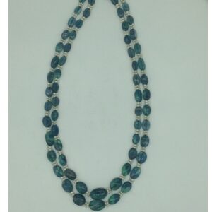 White Seed Pearls with Blue Oval Beeds 2 Layers Mala JPM0515