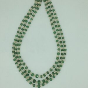 White Seed Pearls with Green Round Beeds 3 Layers Mala JPM0513