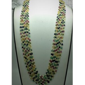 Yellow Kudkal Pearls with Multi Oval Beeds 7 Layers Mala JPM0508