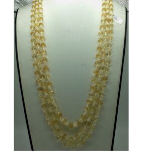 White Seed Pearls with Yellow Citrine Beeds 3 Layers Mala JPM0507